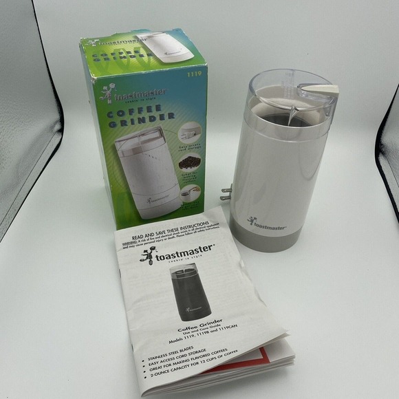 Toastmaster Electric Coffee Grinder Model 1119 120V 2oz/12 Cups Coffee White - Picture 1 of 6